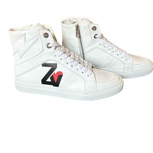 Zadig & Voltaire High Flash Heart Logo Sneaker White Size 39 (US 8) NWT w/bag